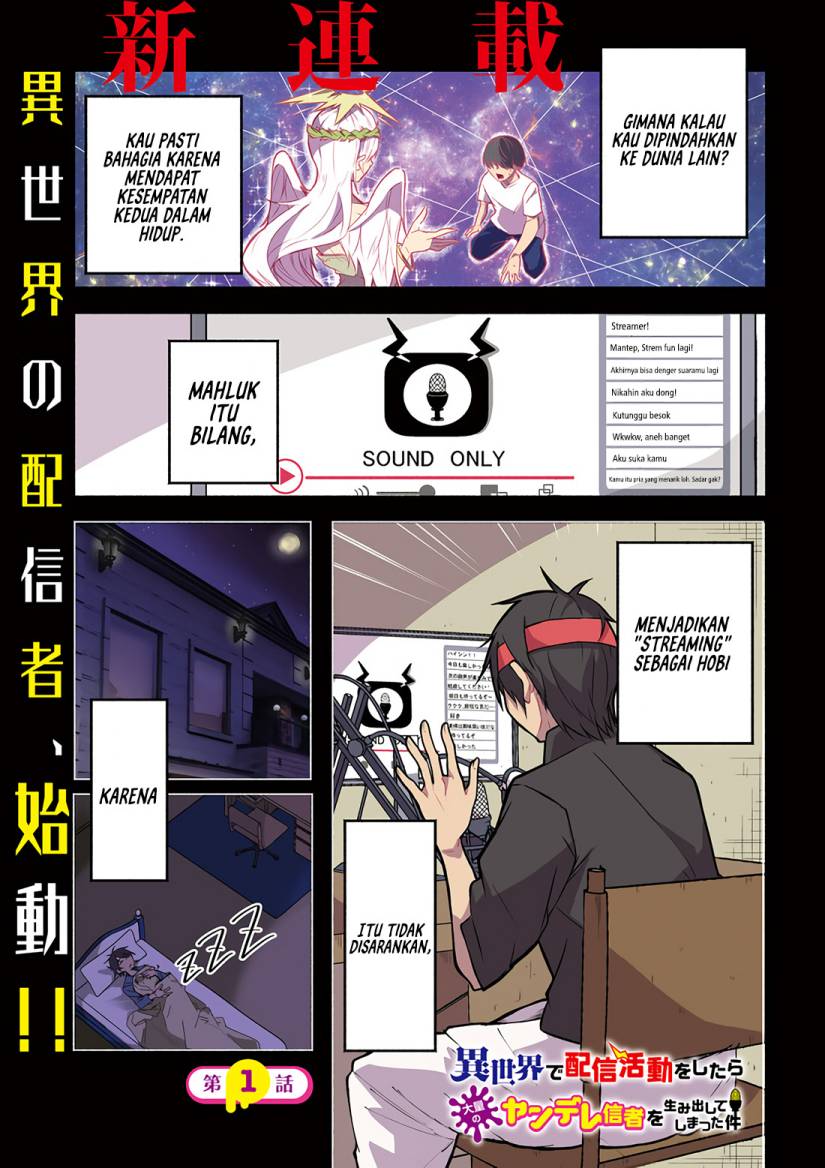 Isekai de Haishin Katsudou wo Shitara Tairyou no Yandere Shinja wo Umidashite Shimatta Ken - Chapter 1 2 Isekai de Haishin Katsudou wo Shitara Tairyou no Yandere Shinja wo Umidashite Shimatta Ken - Chapter 1 2